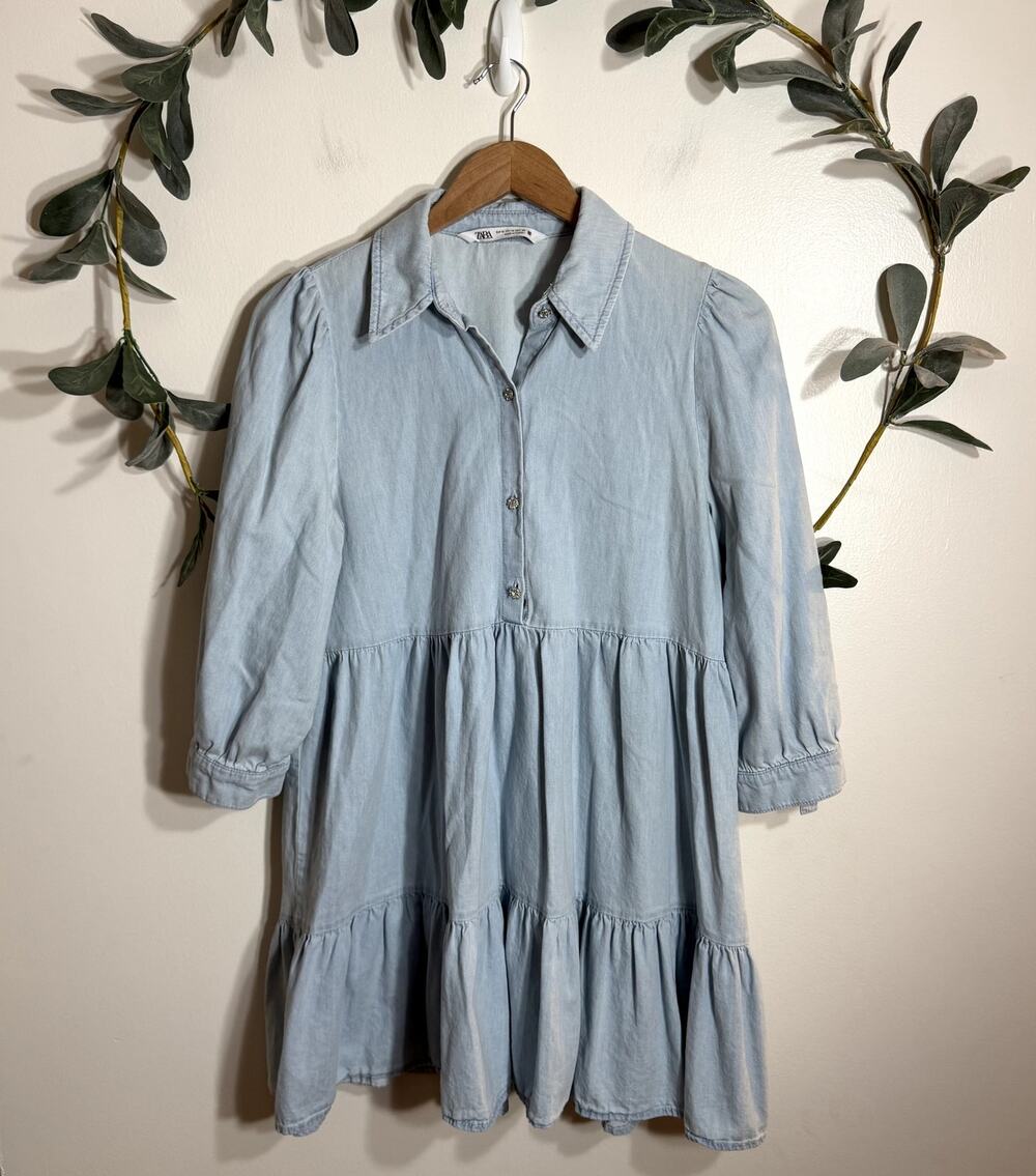 Zara Light Wash Denim Dress